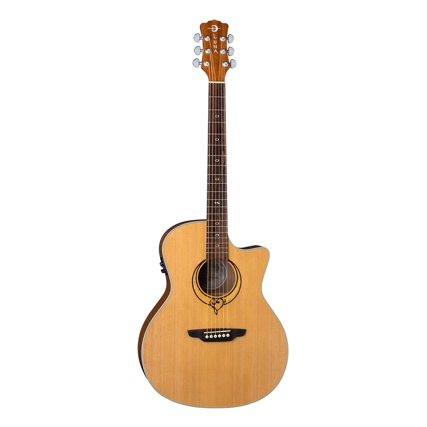 Luna Heartsong Grand Concert Acoustic Electric Guitar with USB