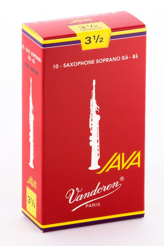 Vandoren Java Red Soprano Saxophone Reeds, 10Ct, 3.5 Strength