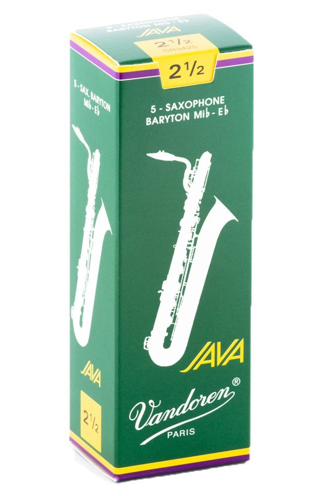 Vandoren Java (Green) Bariotne Saxophone Reeds, 5-Pack, 2.5 Strength