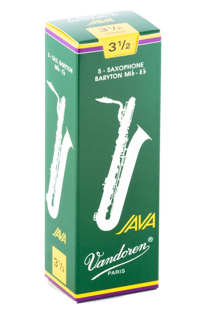 Vandoren Java (Green) Bariotne Saxophone Reeds, 5-Pack, 3.5 Strength