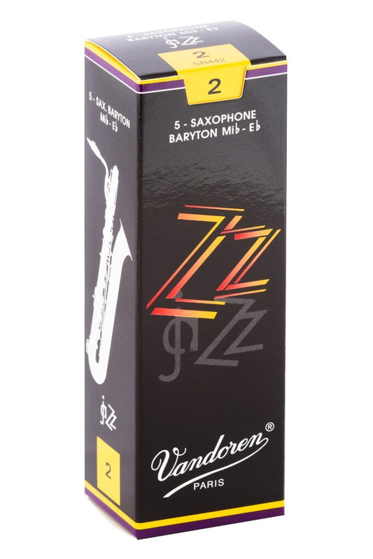 Vandoren Jazz ZZ Baritone Saxophone Reeds, 5ct, 2.0 Strength