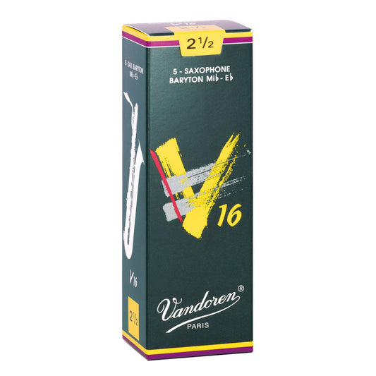 Vandoren SR7425 Baritone Sax V16 Strength 2.5, Box of 5 Reeds