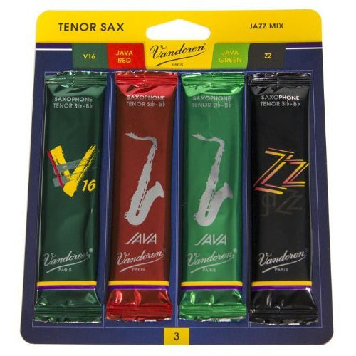 Vandoren SRMIXT3 Tenor Saxophone 3 Strength Jazz Reed Variety Pack