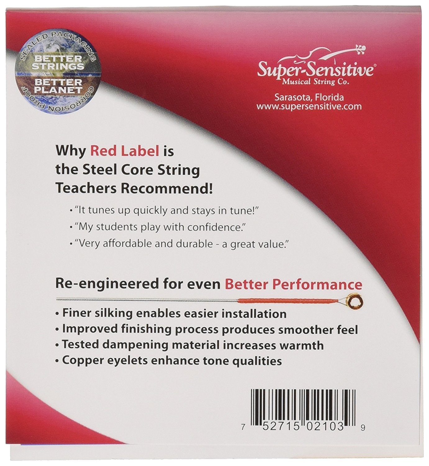 Super Sensitive SS2103 Red Label 1/4"" Violin String Set