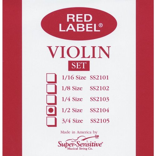 Super Sensitive 2104 Red Label Medium Violin Strings 1/2