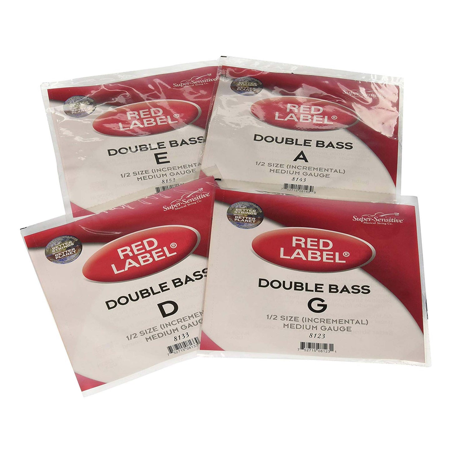 Super Sensitive 8103 Red Label Upright Bass String Set - G, D, A, E - Nickel