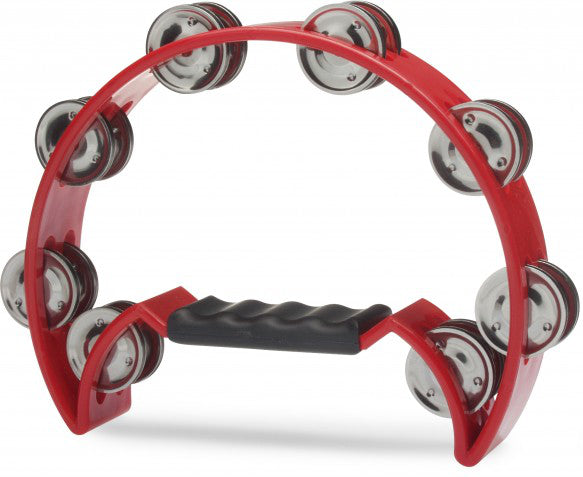 Stagg TAB2RD Half Moon Tambourine, 16 Jingles in Red