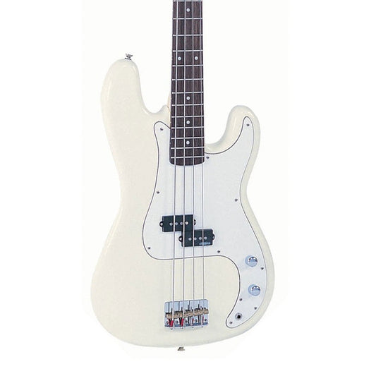 Vintage V4 Reissue P BASS-Style 4 String Bass in Vintage White