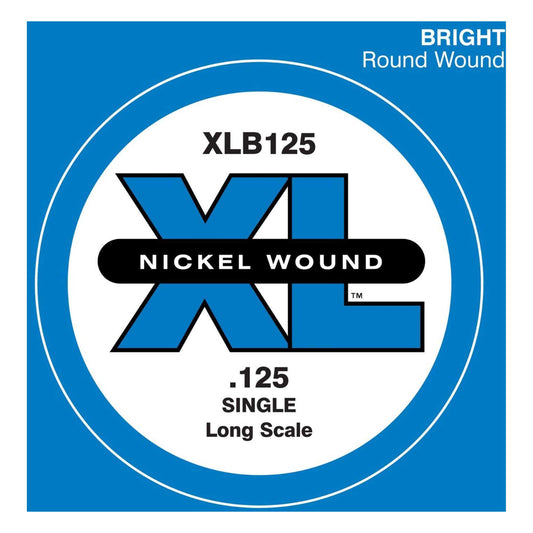 D'Addario XLB125 Nickel Wound Bass Guitar Single String, Long Scale, .125