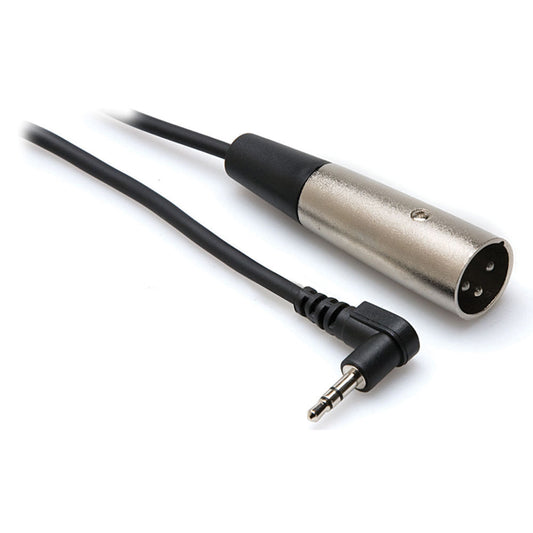 Hosa XVM-101M Camcorder Microphone Cable, Right-Angle 3.5mm TRS to XLR Male, 1ft