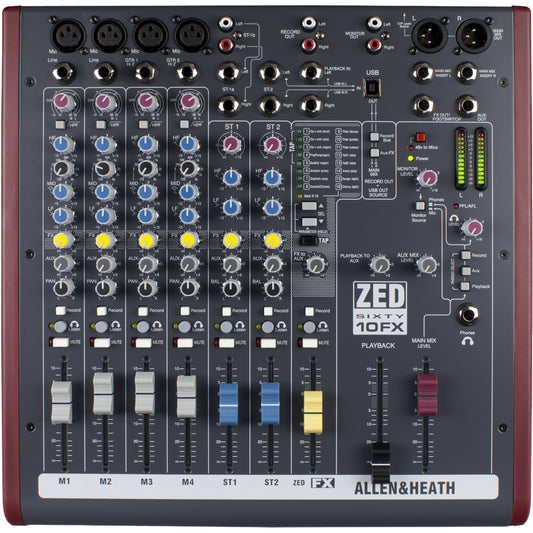 Allen & Heath ZED60-10FX 6 Channel Mixer with Digital Effects & USB Connectivity