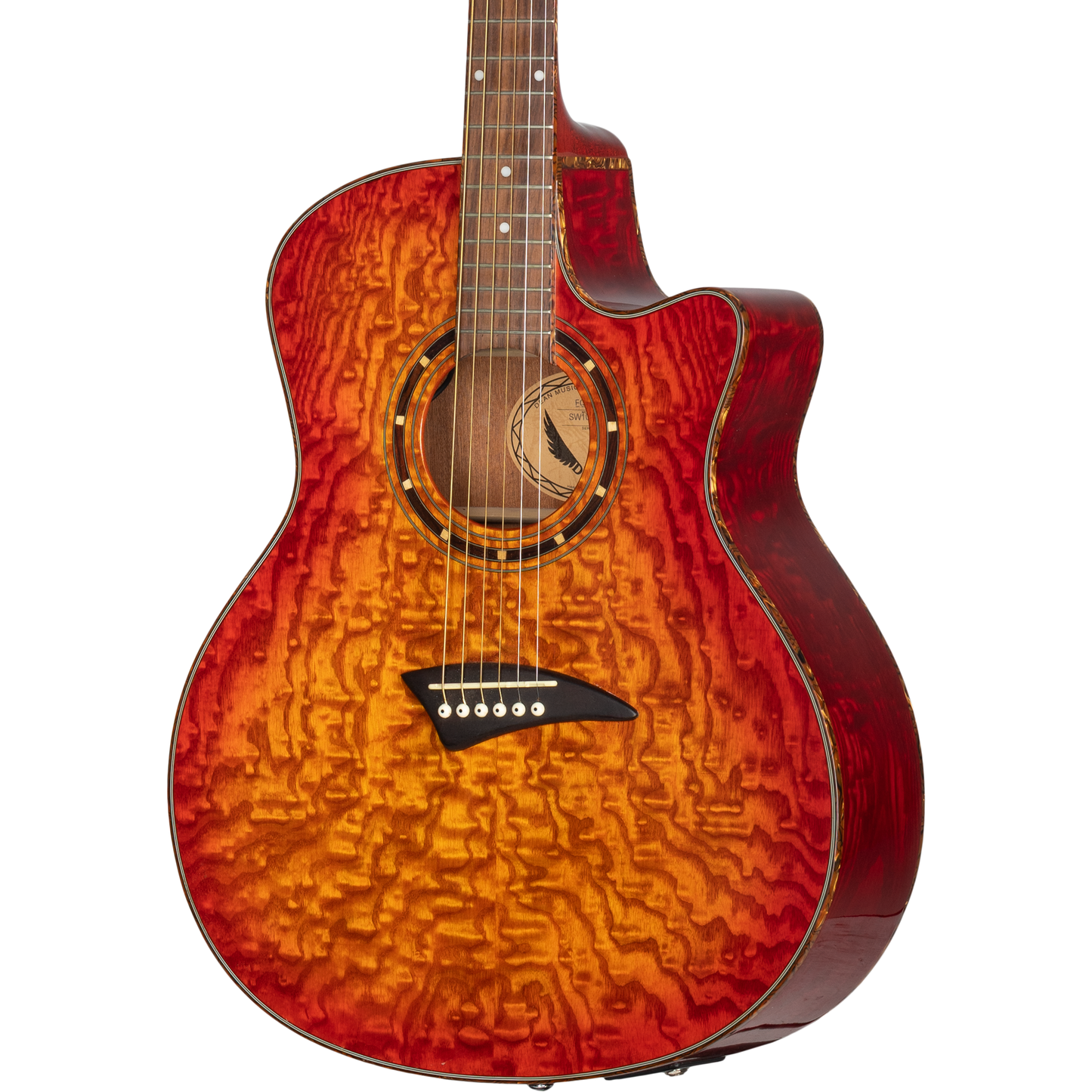 Dean Guitars Exotica Quilt Ash Acoustic Electric Guitar - Trans Cherry Sunburst