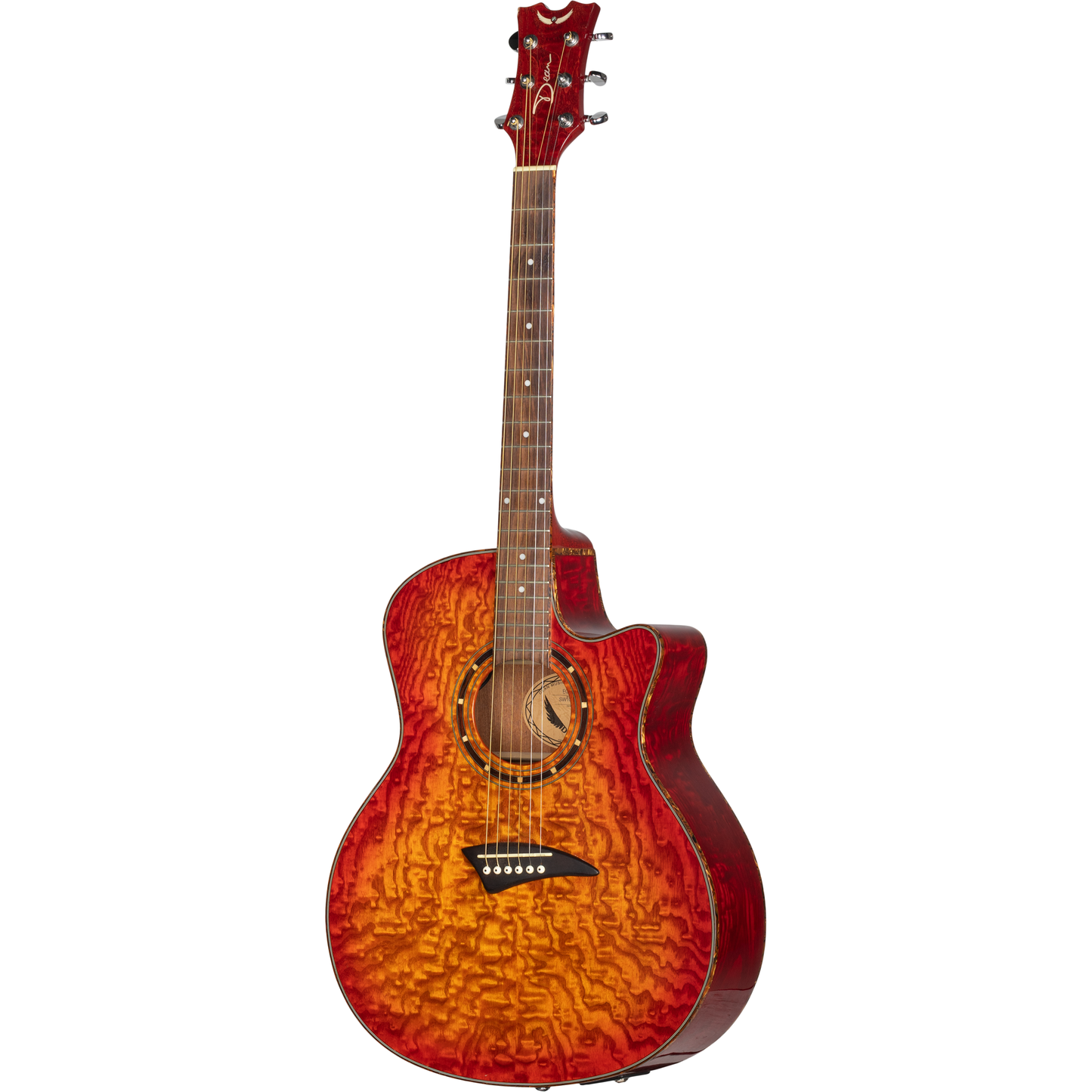 Dean Guitars Exotica Quilt Ash Acoustic Electric Guitar - Trans Cherry Sunburst
