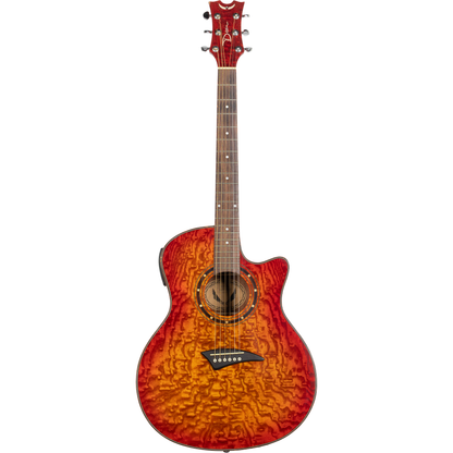 Dean Guitars Exotica Quilt Ash Acoustic Electric Guitar - Trans Cherry Sunburst