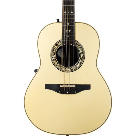 Ovation 1756 Legend 1990 12-String Acoustic Electric Guitar - Ivory/Natural Top