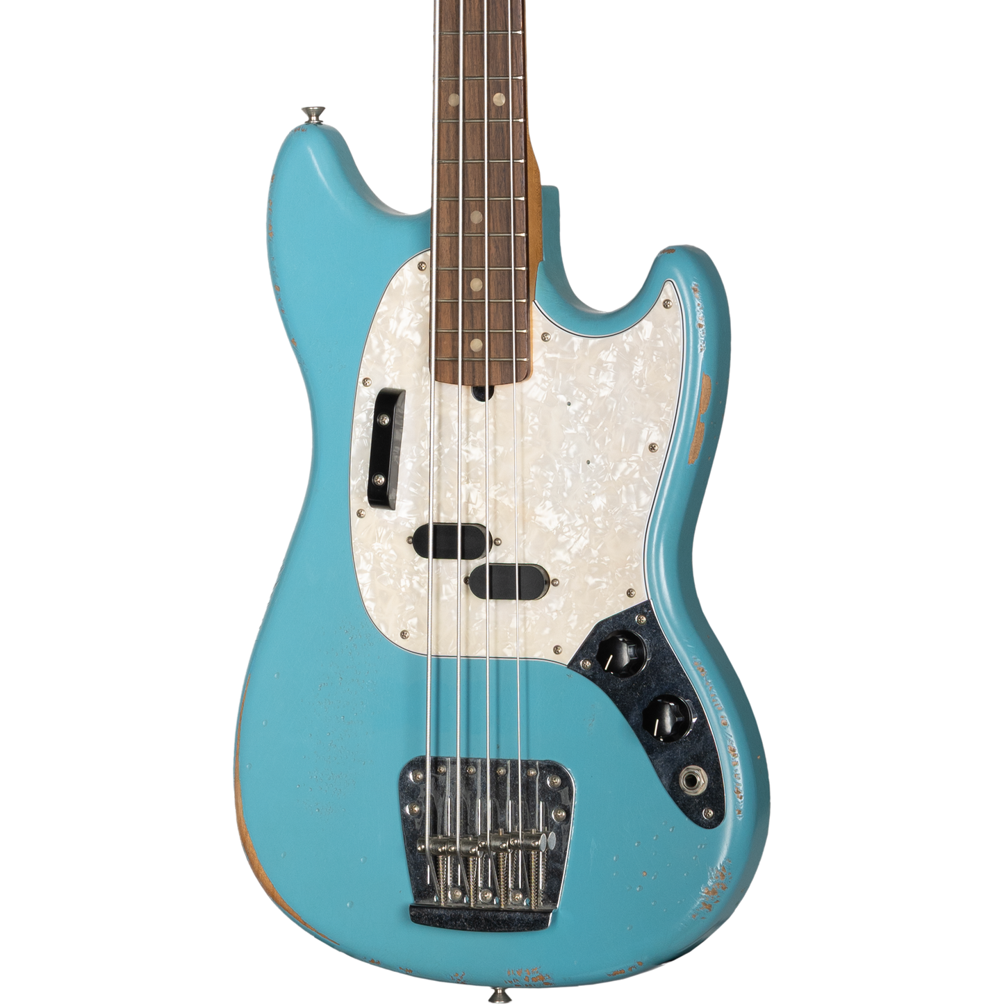 Fender Justin Meldal-Johnsen Road Worn Mustang Bass - Faded Daphne Blue