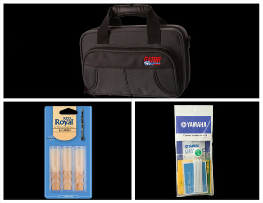 Alto Music Back To School Clarinet Bundle with Black Gator Case and 3.0 Reeds