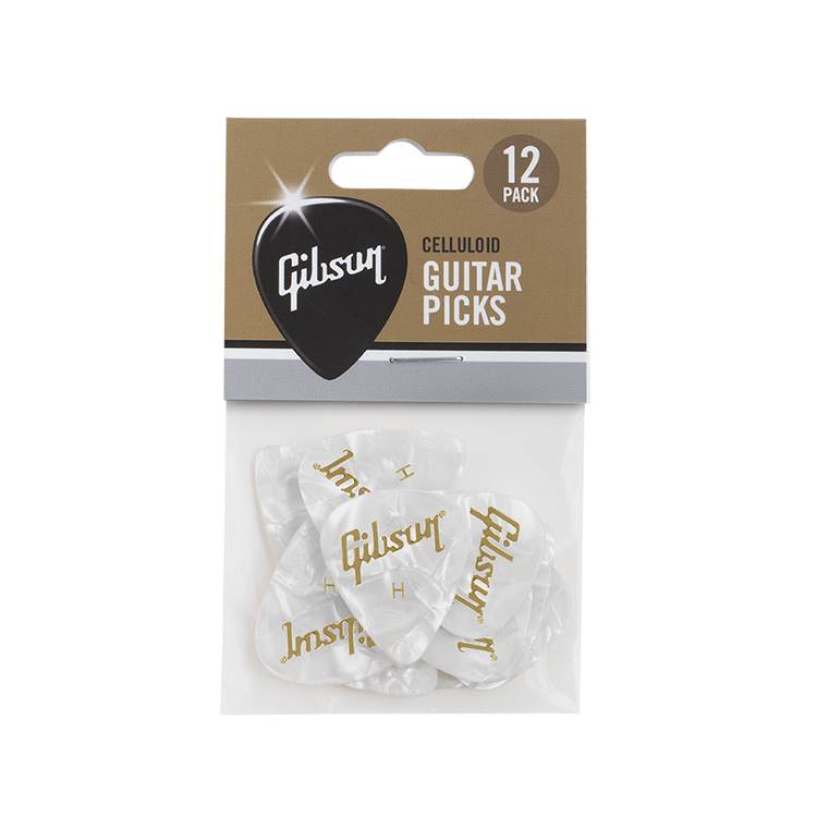 Gibson Pearloid White Picks - Heavy - 12 Pack