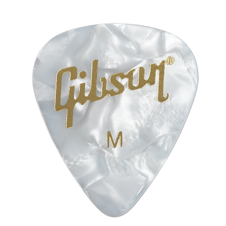 Gibson Pearloid White Picks - Medium- 12 Pack