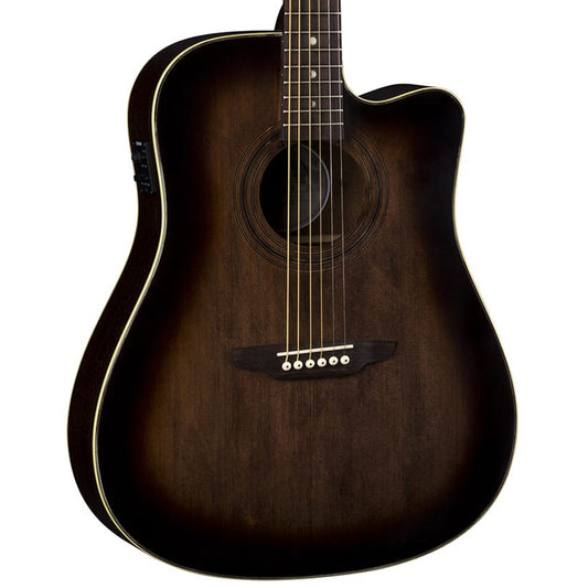 Luna Guitars ARTVDce Dreadnought Acoustic Electric Guitar - Distressed Sunburst