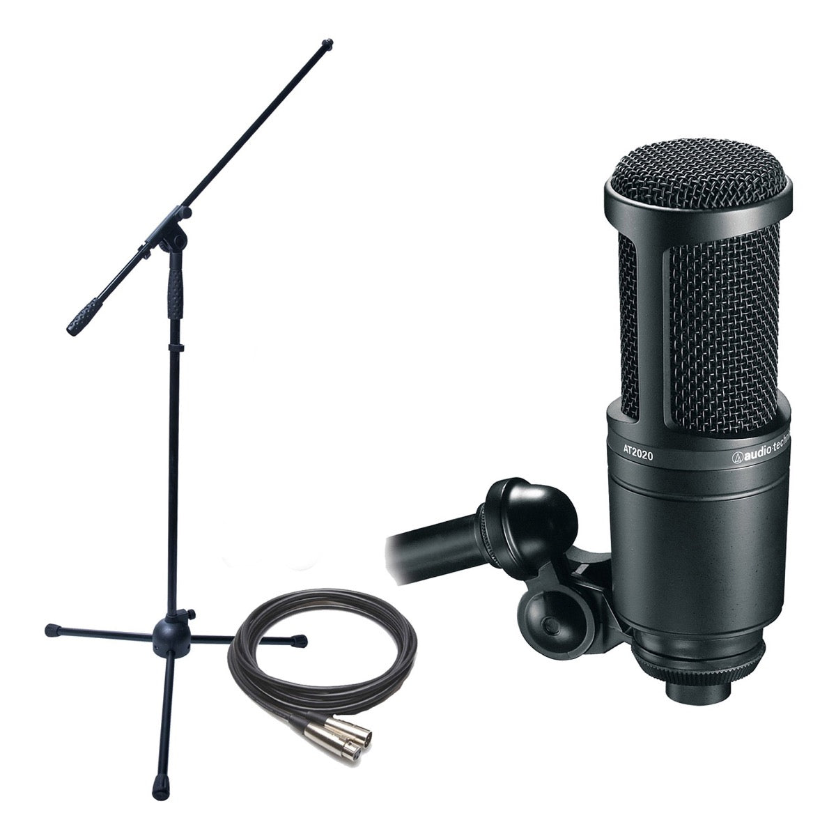 Audio Technica AT2020 Cardioid Condenser Mic w/ Stand, Cable & Filter