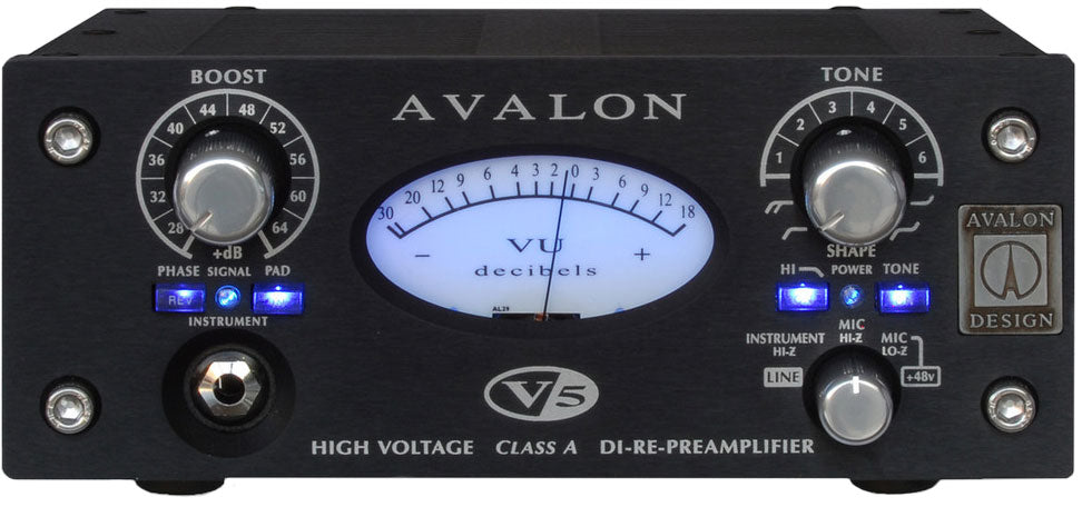 Avalon V5 Pure Class A DI-RE-Microphone Preamplifier - Black