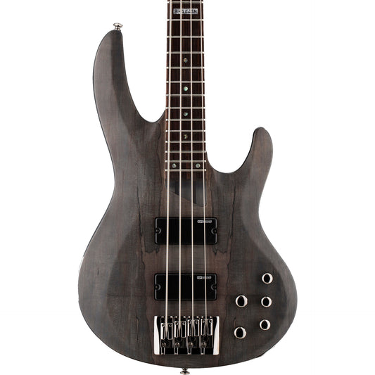 ESP LTD B-204SM B Series Bass Guitar, Spalted Maple Top, See Thru Black Satin