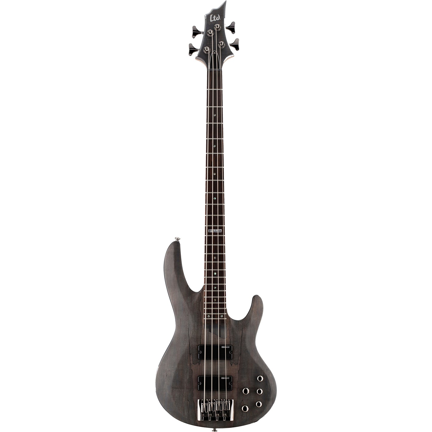 ESP LTD B-204SM B Series Bass Guitar, Spalted Maple Top, See Thru Black Satin