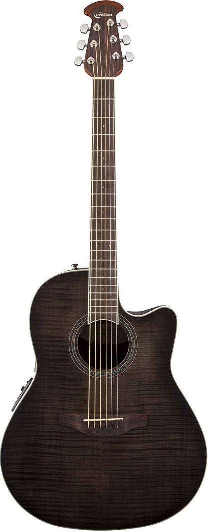 Ovation CS24PTBBY Celebrity Standard Exotic Acoustic Guitar in Trans Black Flame