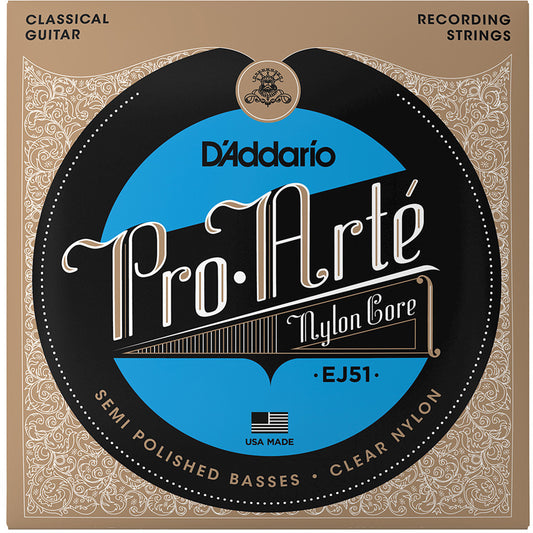 D'Addario EJ51 Pro Arte Semi-Polished Recording Classical Guitar Strings, Hard Tension