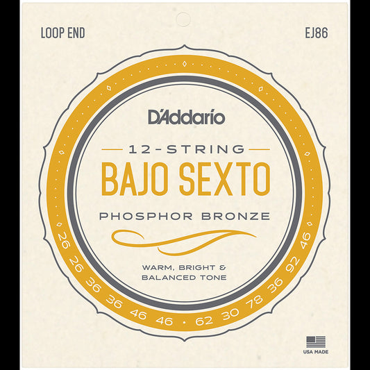 D'Addario EJ86 Phosphor Bronze Bajo Sexto Strings