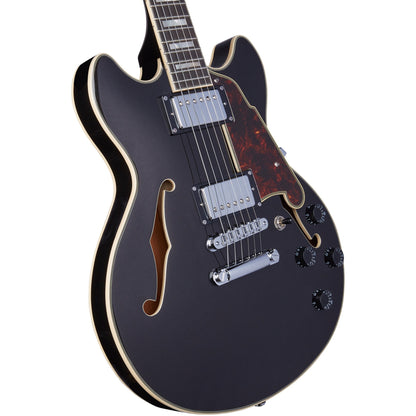D'Angelico Premier Mini DC Semi-Hollow Electric Guitar - Black Flake