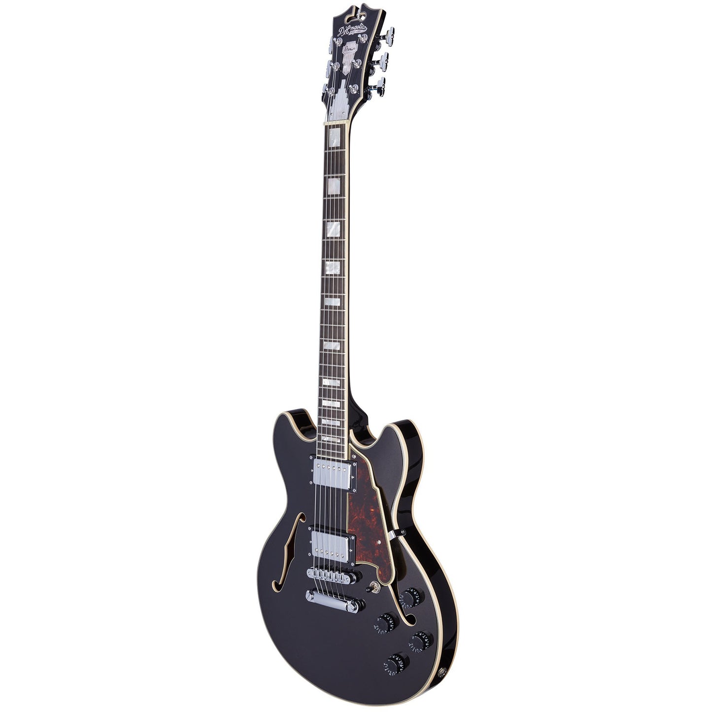 D'Angelico Premier Mini DC Semi-Hollow Electric Guitar - Black Flake