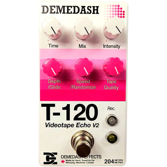 Demedash Effects Pink & White T-120 Videotape Echo V2 Pedal