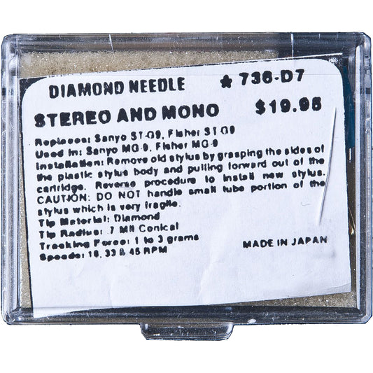 Diamond Needle Stereo and Mono 736-D7 Replacement Stylus
