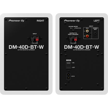Pioneer DJ DM-40D-BT-W 4” Desktop Active Monitor Speaker with Bluetooth - White