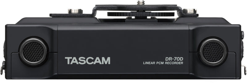 Tascam DR-70D, vue arrière avec microphones intégrés