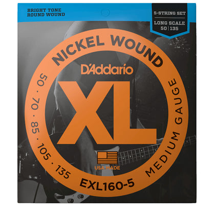D’Addario EXL1605 Medium Long Scale 5-String Bass Strings