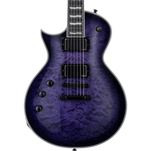 ESP LTD EC-1000 QM Left Handed Electric Guitar, See Thru Purple Sunburst