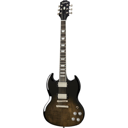 Epiphone SG Modern 6 String Electric Guitar in Figured Transparent Black Fade