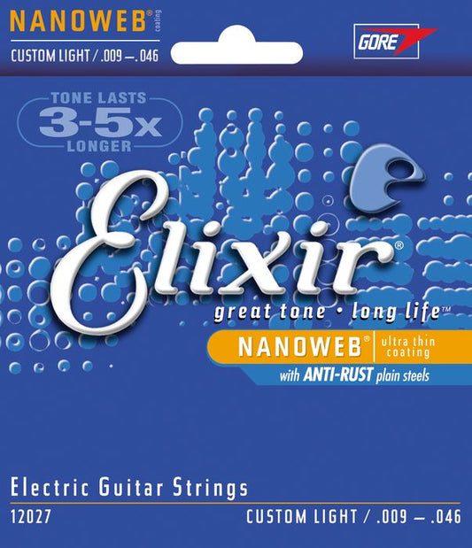 Elixir 12027 Nanoweb Custom Light 9-46 Electric Guitar Strings