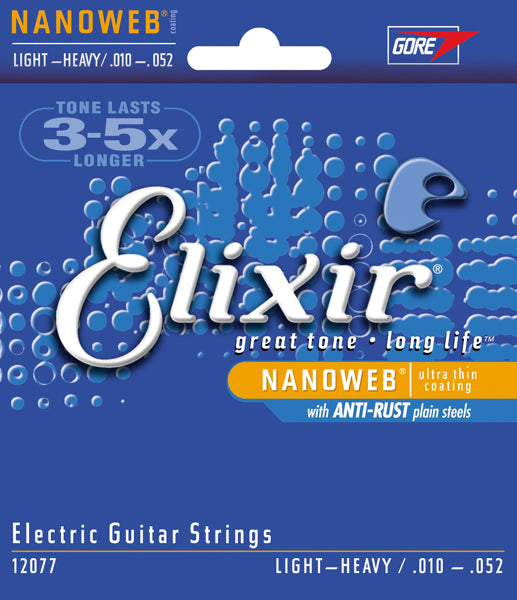 Elixir 12077 Light-Heavy 10-52 Nanoweb Electric Guitar Strings