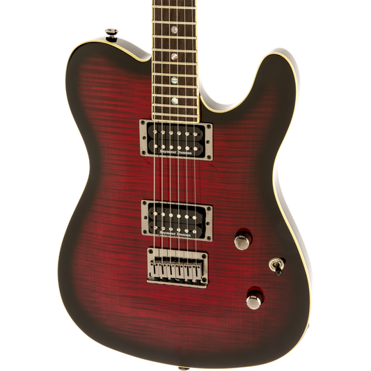 Fender Custom Telecaster FMT HH Electric Guitar in Black Cherry Burst