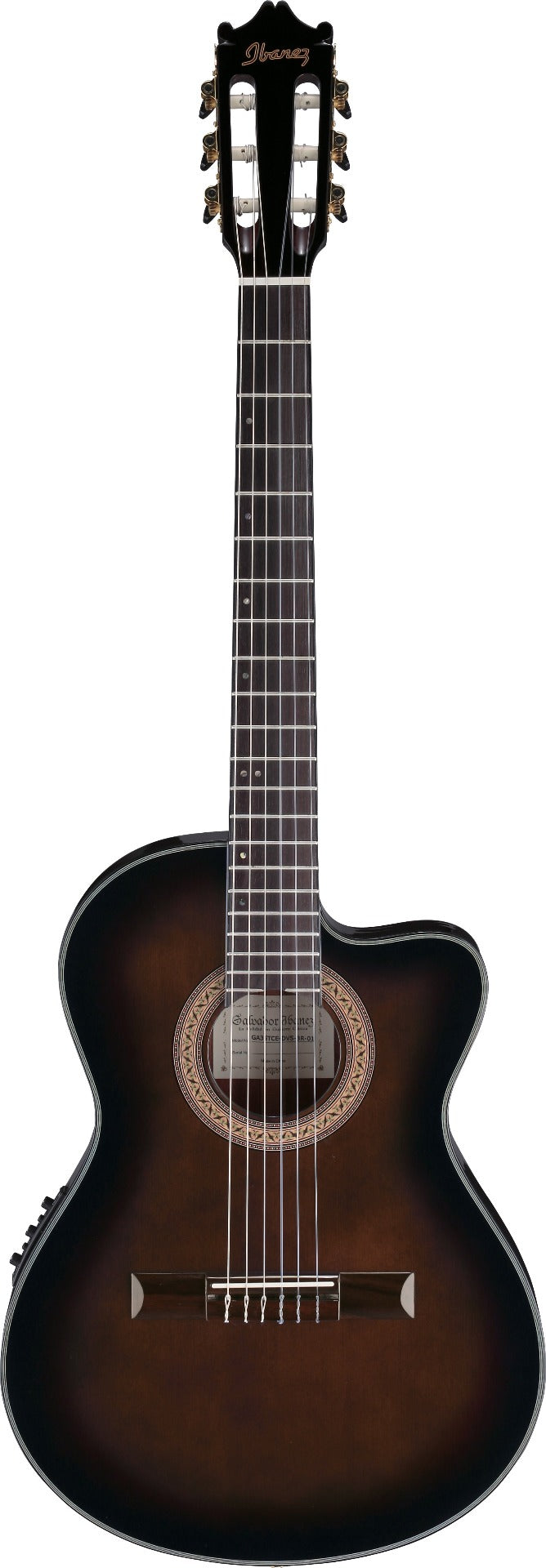 Ibanez GA35TCE Thinline Acoustic Electric Classical Guitar in Dark Violin Burst