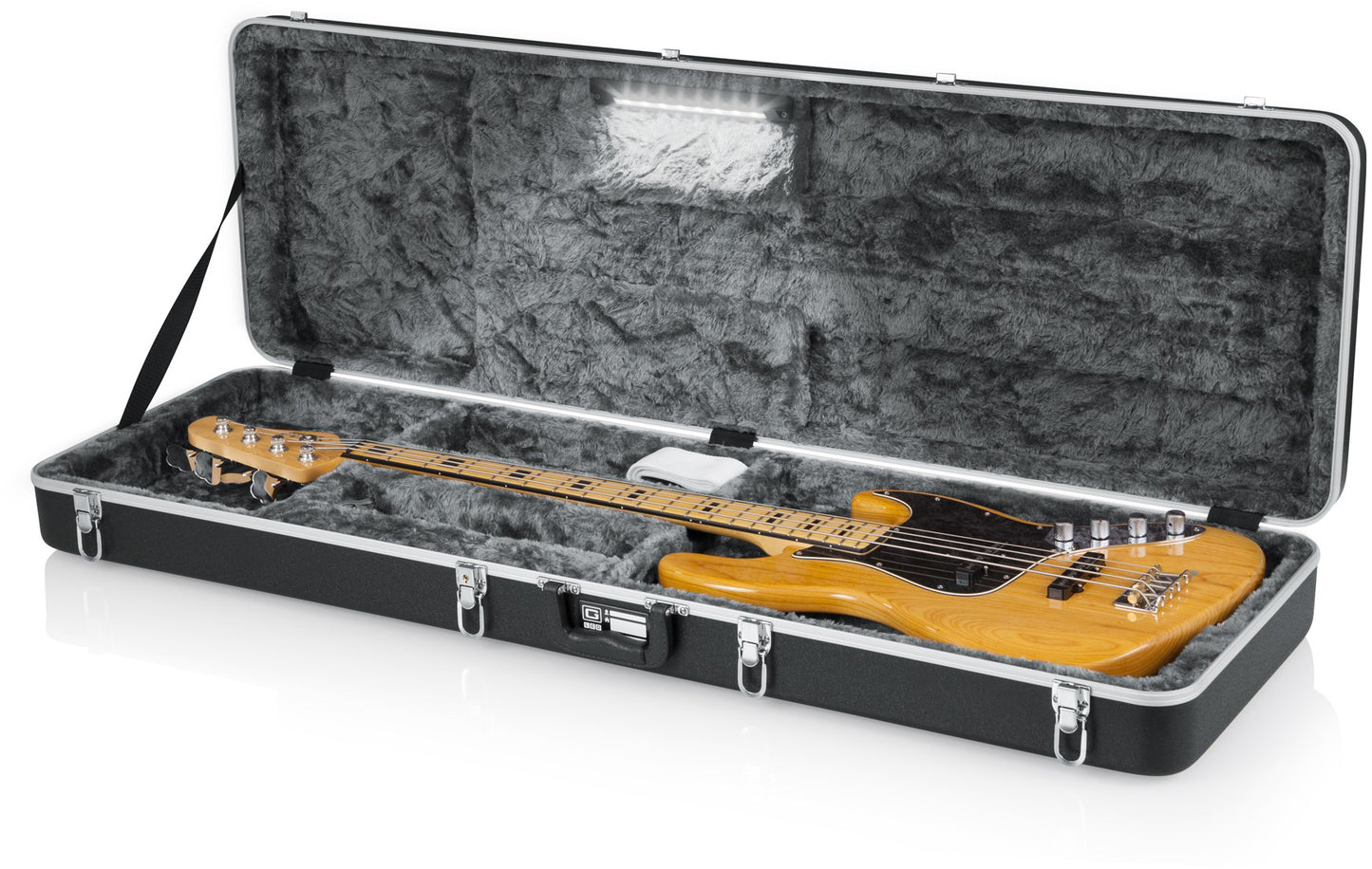 Gator Cases Deluxe Molded Case w/ Built-In LED Light for Electric Bass Guitars
