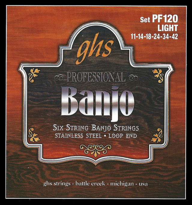 GHS PF120 Stainless Steel 6-String Banjo Strings 11-4
