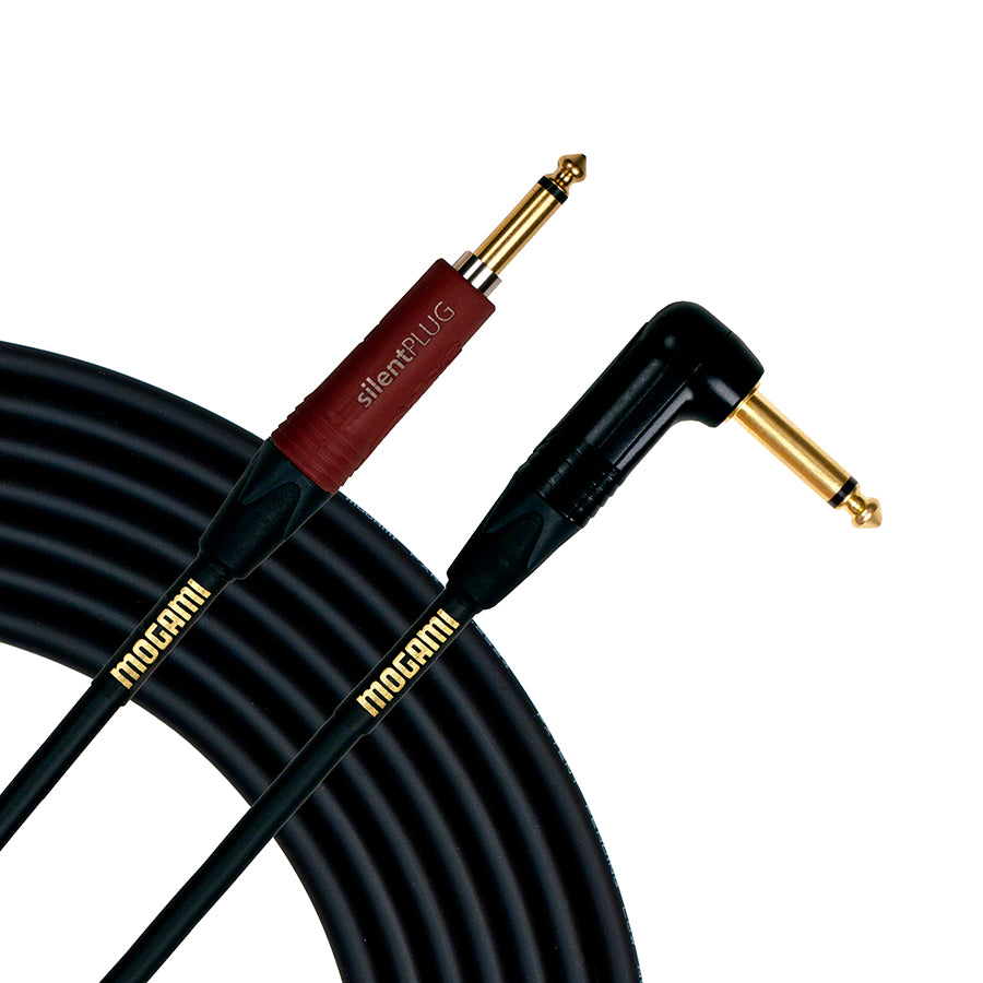 Mogami Gold Silent S R Instrument Cable with Right Angle Connector 10 Foot