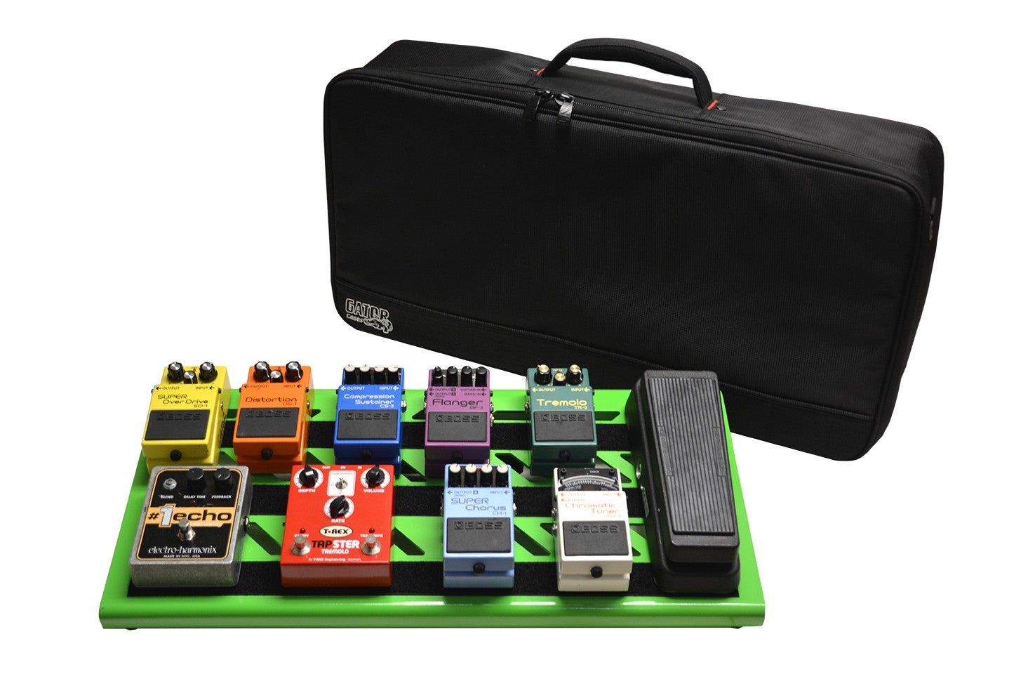 ehx pedal bag Gator GPB-BAK-GR Screamer Green Large Aluminum Pedal Board with Gator Carry Bag and 10 Patch Cables – Alto Music
