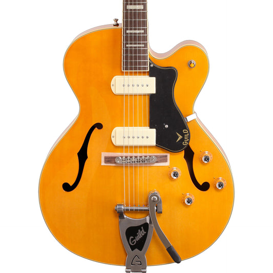 Guild X-175B Manhattan Newark St. Archtop Semi Hollow Electric Guitar, Blonde w/ case
