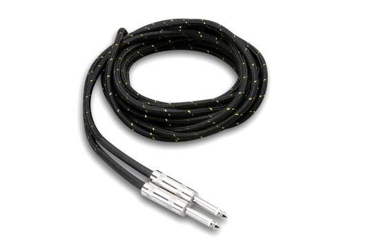 Hosa 3GT-18C4 Guitar Cable, Cloth, Black/Gold 18ft